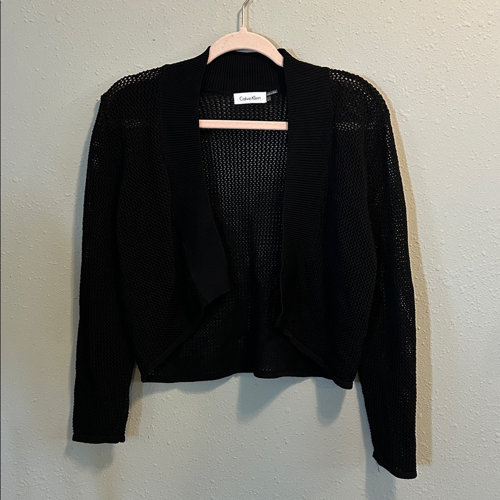 Calvin Klein Women's Black Open-Knit Sweater‎ Shrug